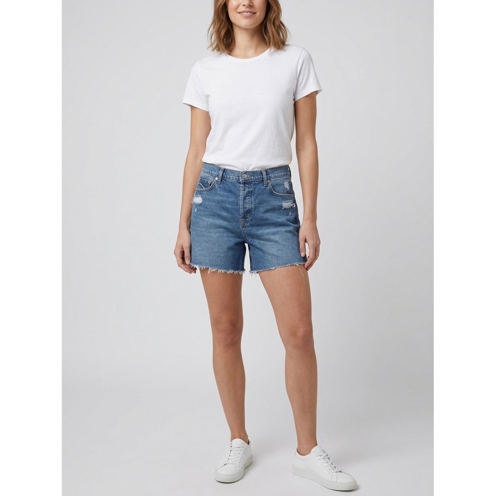 RAILS Zuma Cut Off Short High Rise Distressed Denim Button Fly Blue Size 30